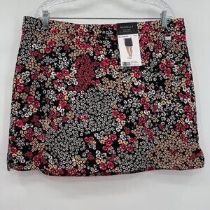 Rafaella Plus Women's Pull-On Black Floral Skirt/Skort XXL NWT